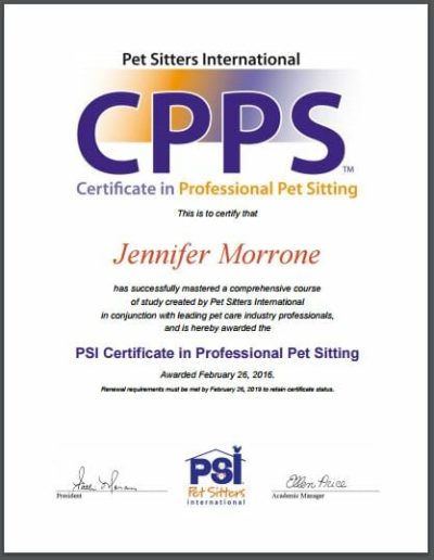 Jennifer Morrone Owner Of Critter Sitters And More Earns The Pet 